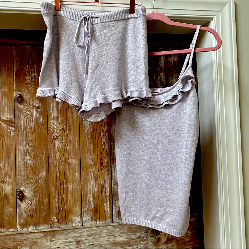 Victoria's Secret Light Lavender Knit Sleep Set - Tank & Shorts